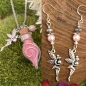 Preview: Schmuck Set Phiolen-Kette und Ohrringe der Lichtfee rosa - Glücksbringer mit Feenstaub - Nachtleuchtend