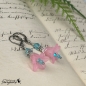 Preview: rosane türkisblaue Florale blumige Ohrringe - Ohrhänger mit Blüten und Perlen