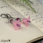 Preview: rosane beerenfarbige Florale blumige Ohrringe - Ohrhänger mit Blüten und Perlen