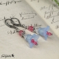 Preview: hellblaue pinke Florale blumige Ohrringe - Ohrhänger mit Blüten und Perlen