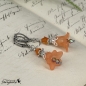 Preview: orange Florale blumige Ohrringe - Ohrhänger mit Blüten und Perlen