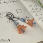 Preview: orange blaue Florale blumige Ohrringe - Ohrhänger mit Blüten und Perlen
