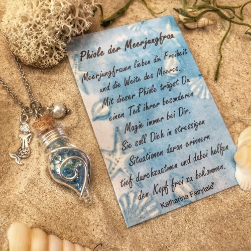 Schmuck Set Phiolen-Kette und Ohrringe der Meerjungfrau